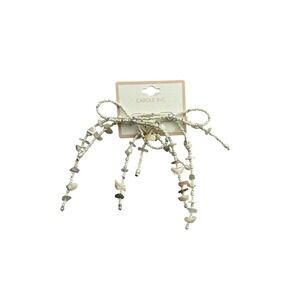 Carole Inc Beaded Bow Drop Earrings Womens OS White NEW Shell Pearl Coastal Boho